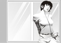 Beauty Woman Listening To Music Vector Free Vector