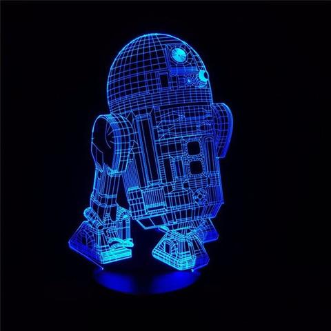 Luz Nocturna LED 3D Robot R2-D2 de Star Wars