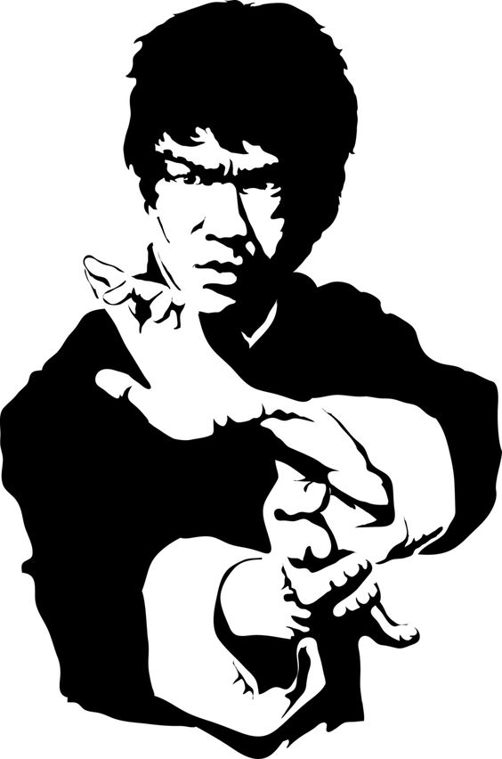 Bruce Lee vetor preto e branco arquivo dxf