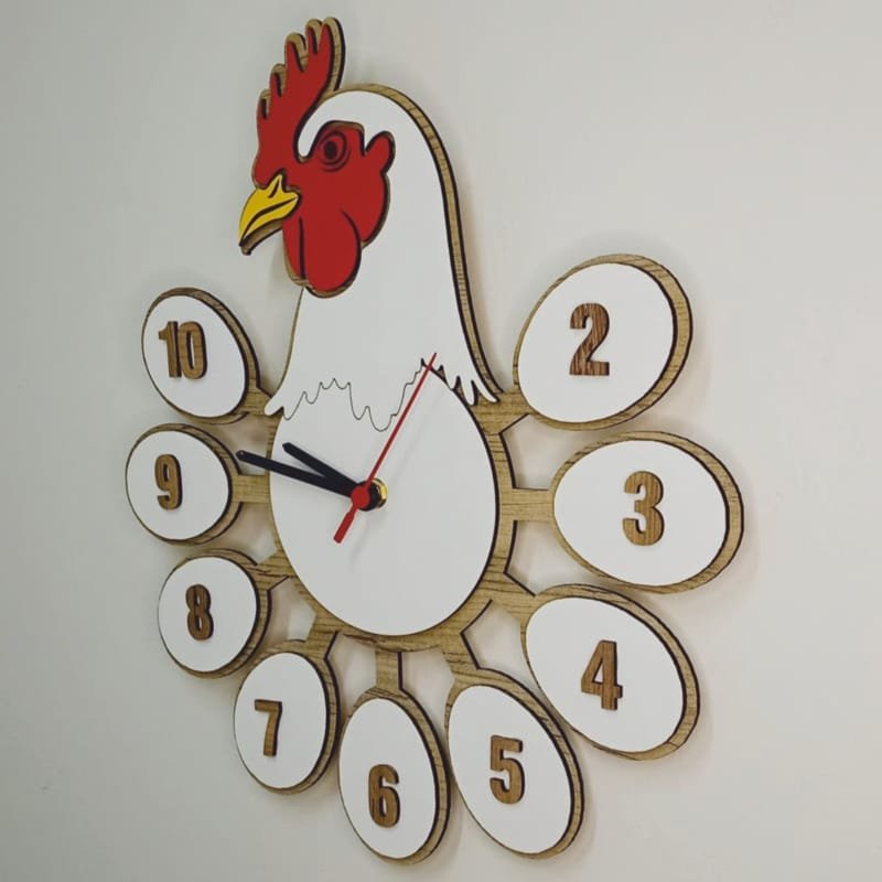 Laser Cut Butcher Shop Wooden Wall Clock, Chicken Wall Clock