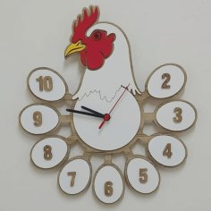 Laser Cut Butcher Shop Wooden Wall Clock, Chicken Wall Clock