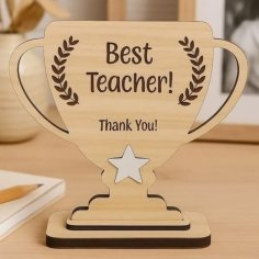 Laser Cut Best Teacher Trophy Gift