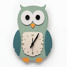 Laser Cut Adorable Owl Wall Clock Kids Room Decor