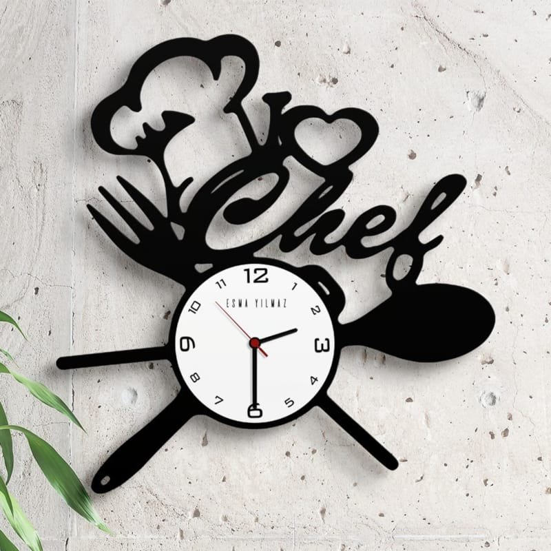 Laser Cut I Love Chef Kitchen Wall Clock Modern Kitchen Decor