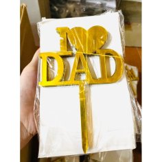 Laser Cut I Love You Dad Cake Topper, Father’s Day Birthday Cake Topper