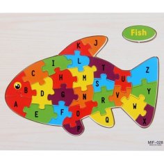Laser Cut Fish Shaped English Alphabet Puzzle for Kids