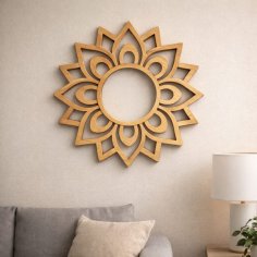 Laser Cut Round Wooden Rangoli Decorative Wall Art, Floral Mandala Wall Decor