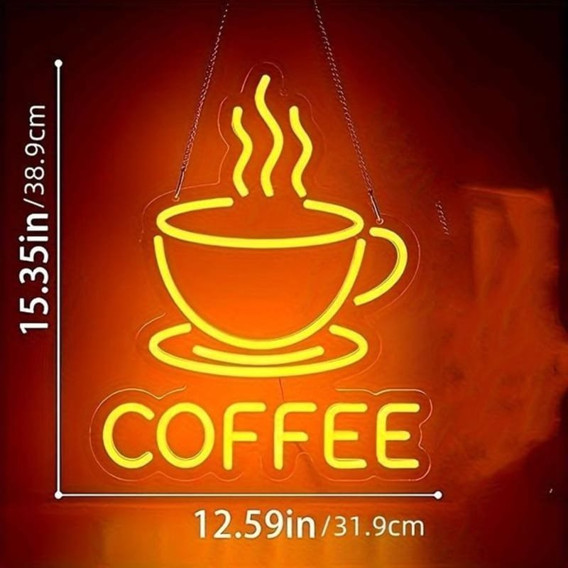 Laser Cut Coffee Neon Sign Wall Decor, Neon Sign for Shop