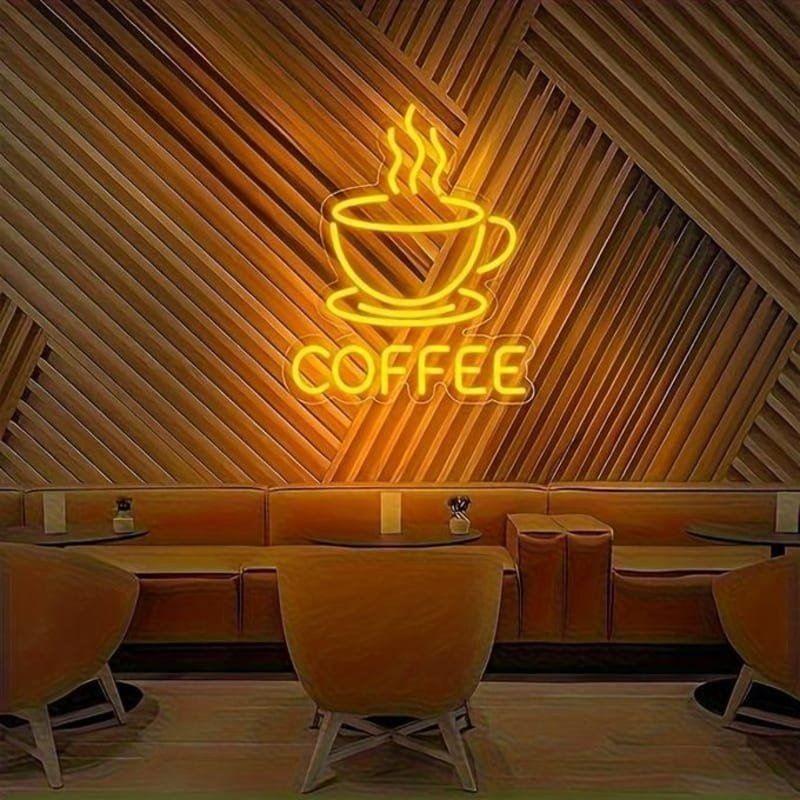 Laser Cut Coffee Neon Sign Wall Decor, Neon Sign for Shop