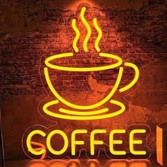Laser Cut Coffee Neon Sign Wall Decor, Neon Sign for Shop
