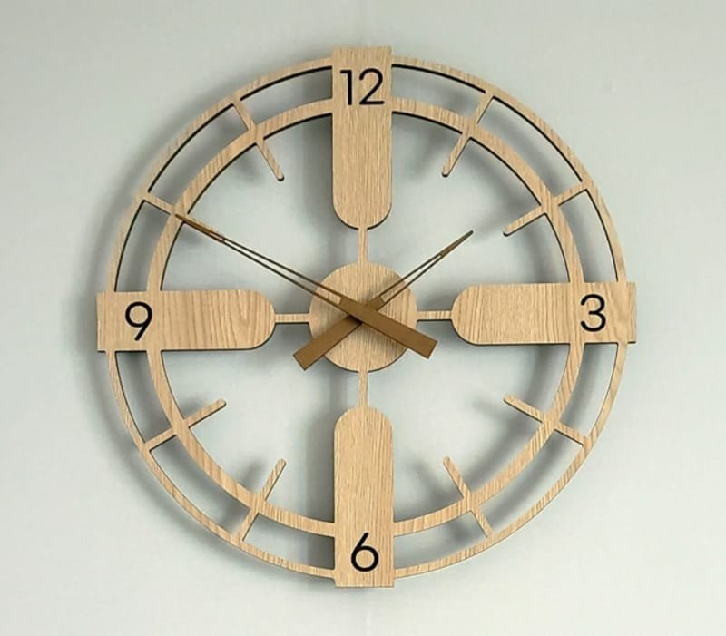 Laser Cut Wooden Wall Clock for Modern Home Decor