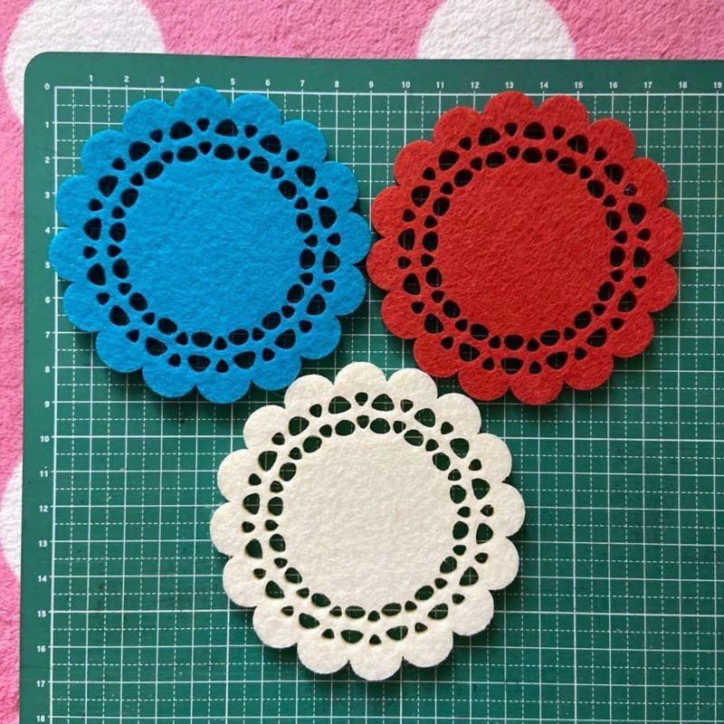 Laser Cut Felt Decorative Round Coasters