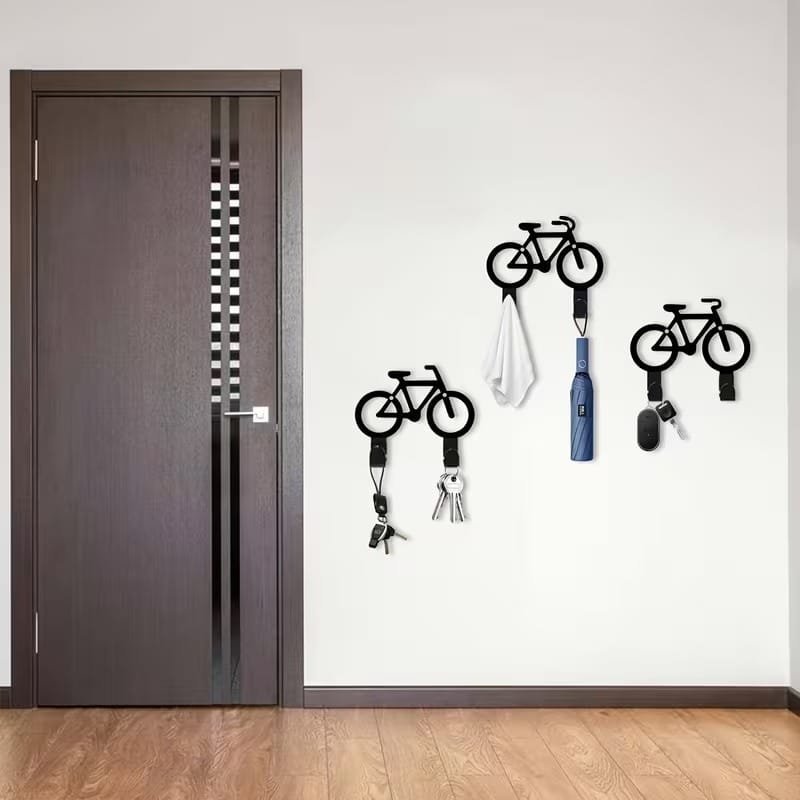 Laser Cut Modern Bicycle Wall Hooks Metal Bike Coat Rack Bicycle Key Holder