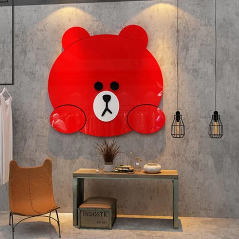 Laser Cut Kawaii Bear Acrylic Wall Decor