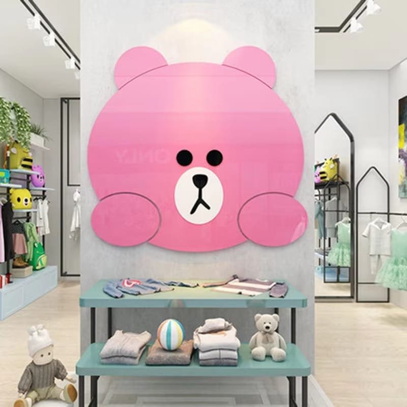 Laser Cut Kawaii Bear Acrylic Wall Decor