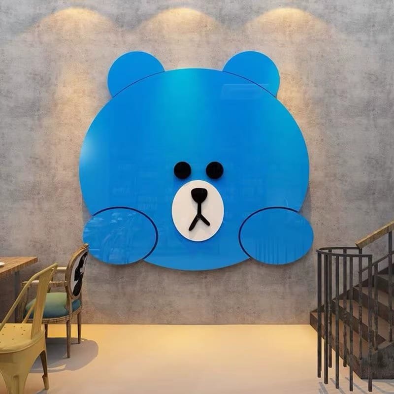 Laser Cut Kawaii Bear Acrylic Wall Decor