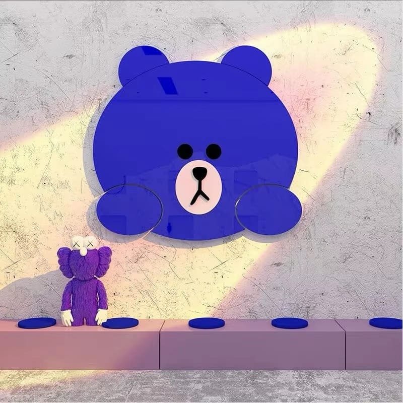 Laser Cut Kawaii Bear Acrylic Wall Decor