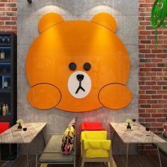 Laser Cut Kawaii Bear Acrylic Wall Decor