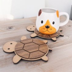 Laser Cut Wooden Turtle Coasters