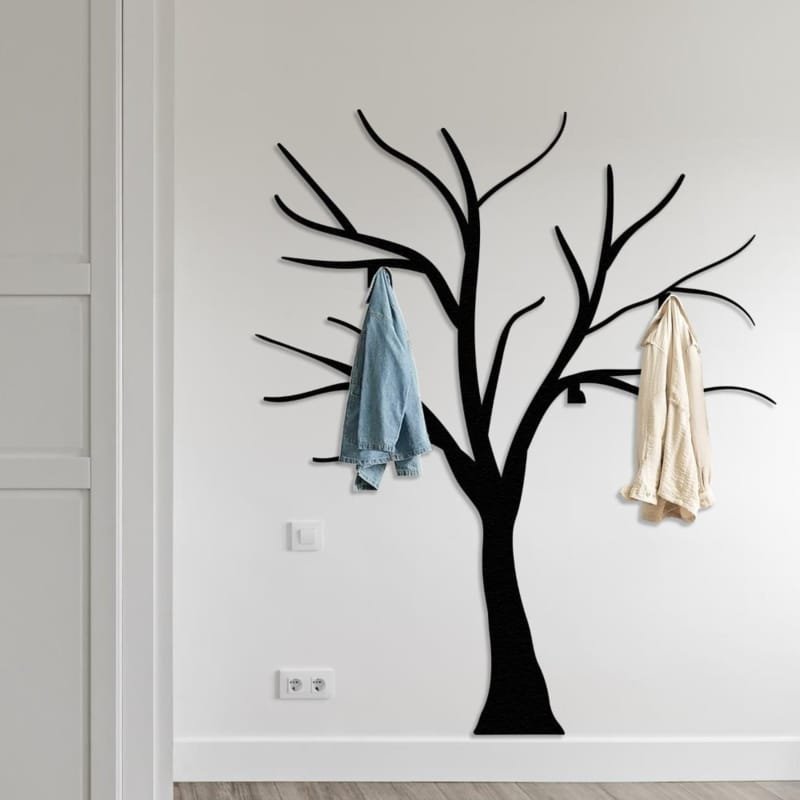 Laser Cut Large Tree Branch Metal Coat Rack, Wall Mount Clothes Rack