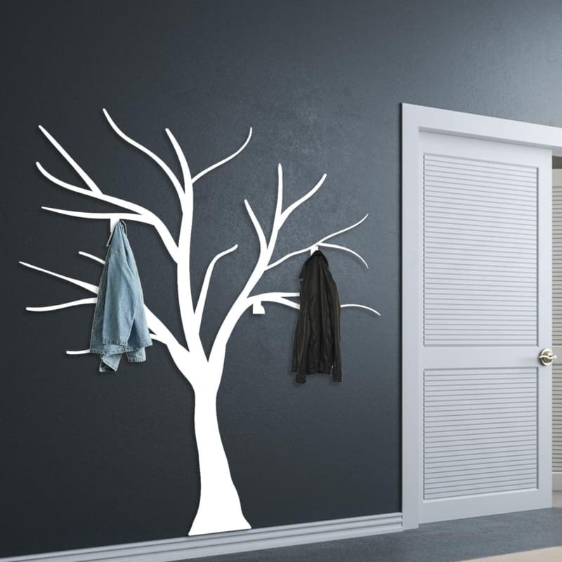 Laser Cut Large Tree Branch Metal Coat Rack, Wall Mount Clothes Rack