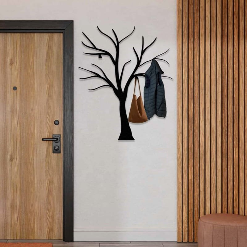 Laser Cut Large Tree Branch Metal Coat Rack, Wall Mount Clothes Rack