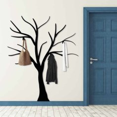 Laser Cut Large Tree Branch Metal Coat Rack, Wall Mount Clothes Rack