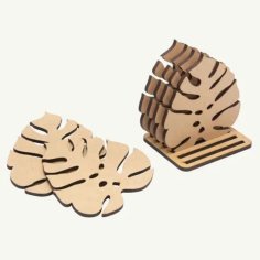 Laser Cut Monstera Leaf Coasters, Wooden Blank DIY Coasters for Painting