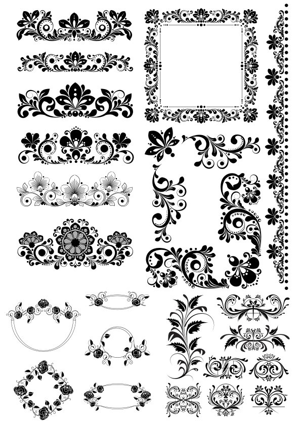 Elementos de diseño de decoración floral