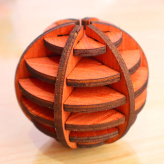 Laser Cut Wooden Puzzle Ball 4mm Free Vector