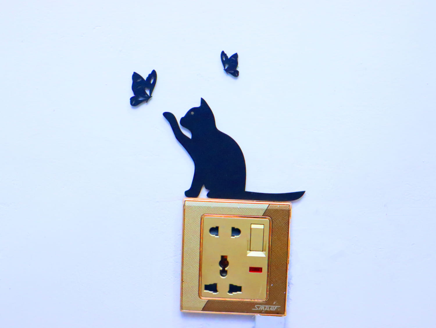 Laser Cut Cat Butterfly Wall Decor Free Vector