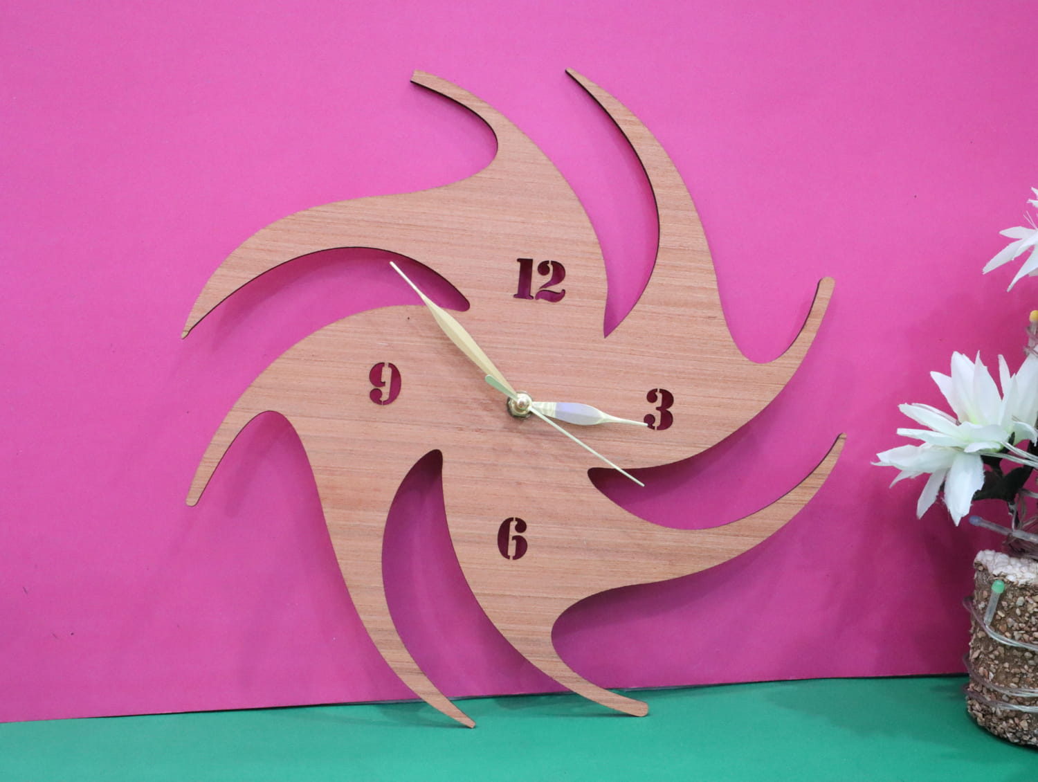 Laser Cut Unusual Wood Clock Unique Wall Decor Free Vector