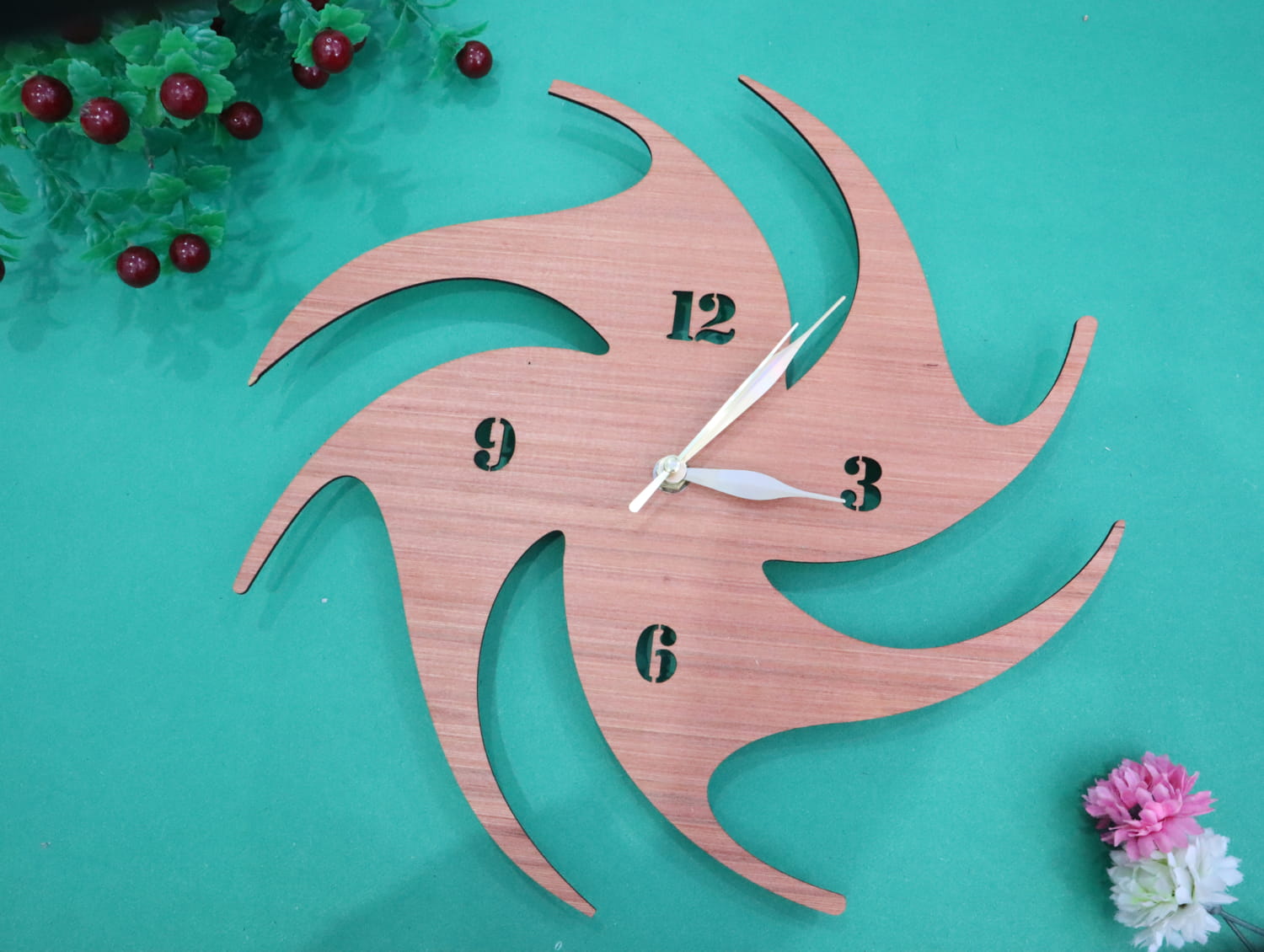 Laser Cut Unusual Wood Clock Unique Wall Decor Free Vector