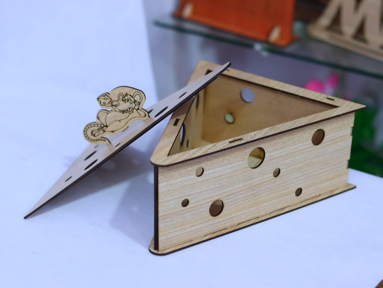 Laser Cut Mouse Cheese Box MDF 3mm Free Vector