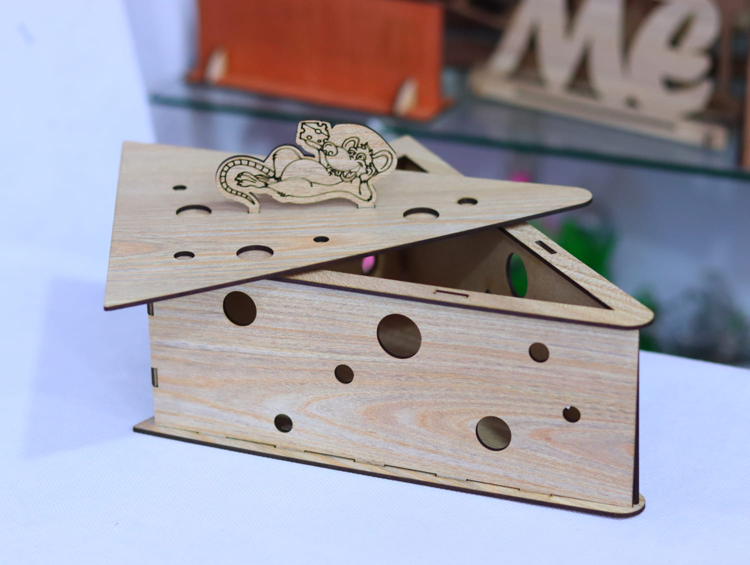 Laser Cut Mouse Cheese Box MDF 3mm Free Vector