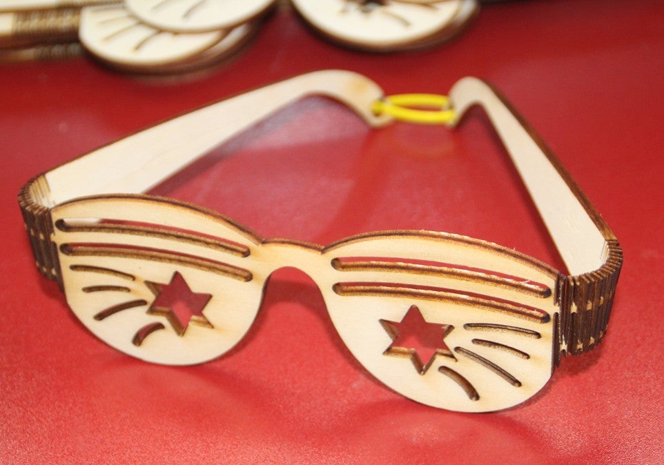 Laser Cut Party Sunglasses Plywood 3mm Free Vector
