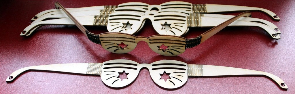 Laser Cut Party Sunglasses Plywood 3mm Free Vector