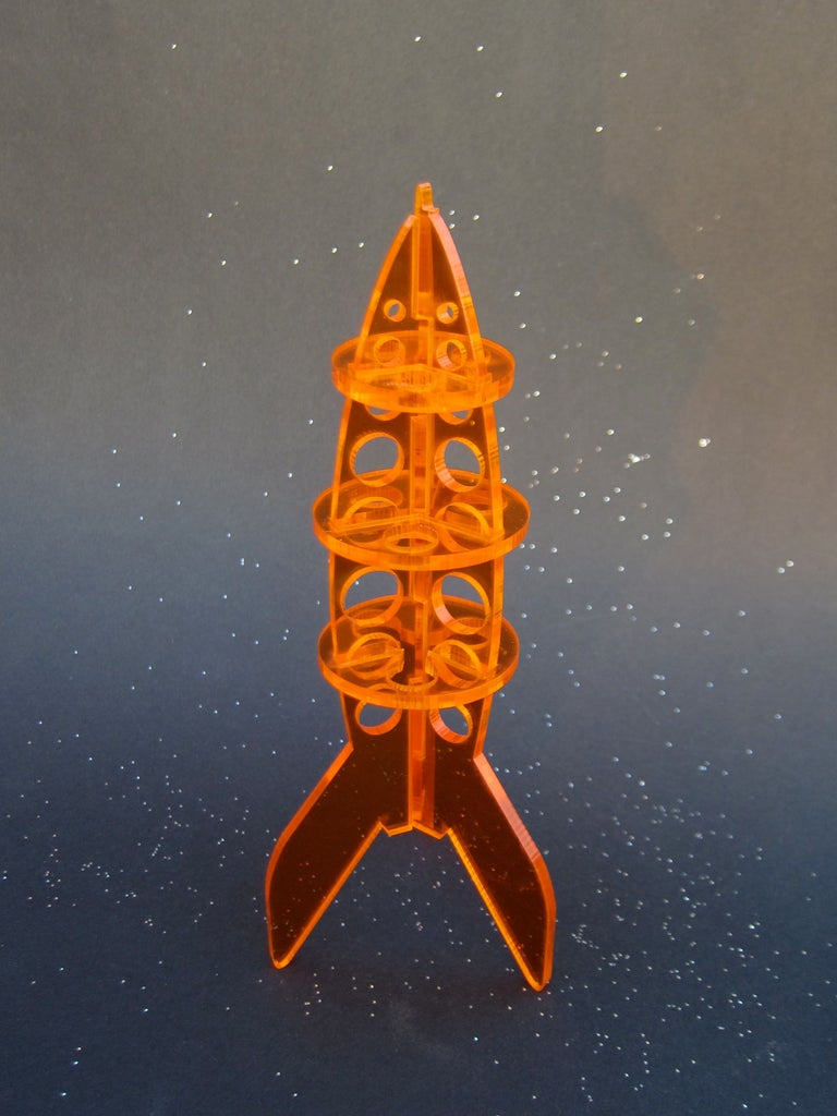Laser Cut Retro Rocket Acrylic PDF File