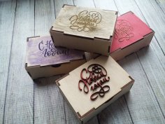 Laser Cut New Year Gift Box 100x70x40mm Plywood 3mm Free Vector