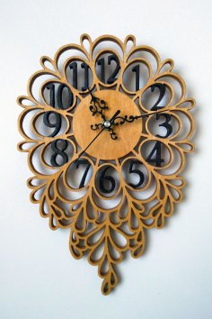 Laserowo wycinany dekoracyjny drewniany zegar ścienny
