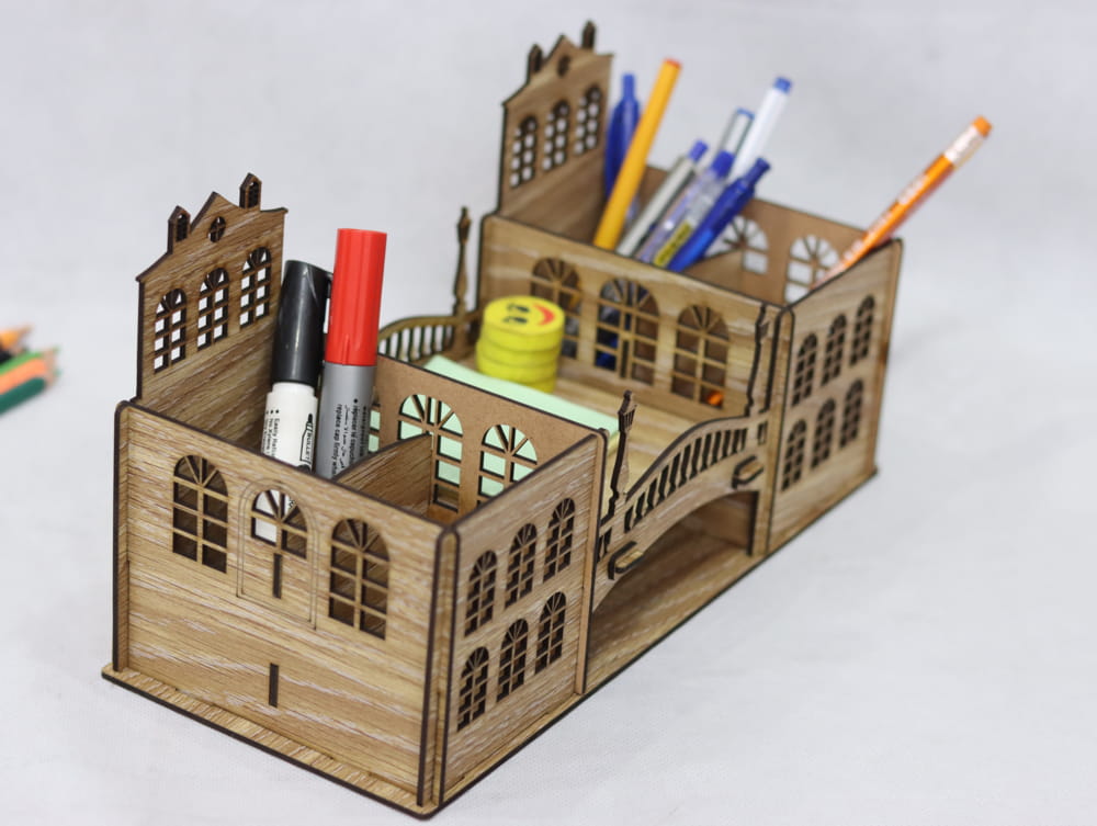 Laser Cut Retro Pen Holder Vintage Pencil Holder Desk Organizer Free Vector