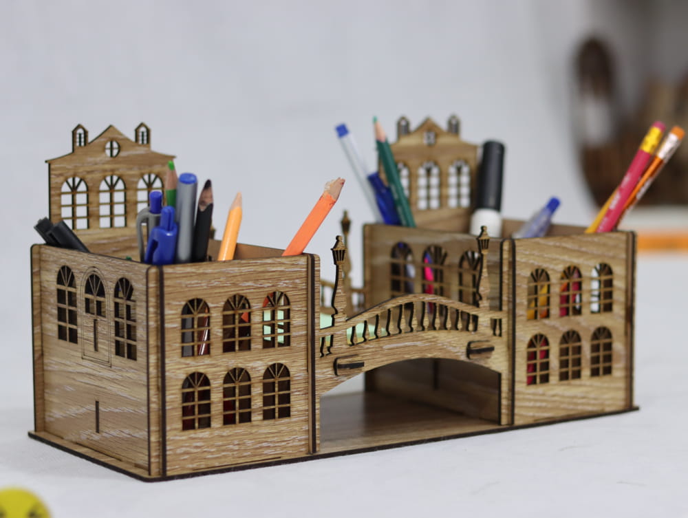 Laser Cut Retro Pen Holder Vintage Pencil Holder Desk Organizer Free Vector