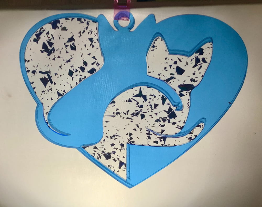 Laser Cut Stained Glass Cat Heart SVG File