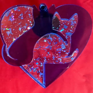 Laser Cut Stained Glass Cat Heart SVG File