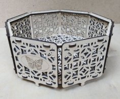 Lasergeschnittene Holzkiste mit achteckiger Aufbewahrungsbox, dekorative Verpackungsbox