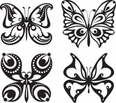 Set Of Tattoo Butterfly Vector Free Vector