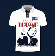 Amerika Tshirt Şablonu Sloganı Başkan Bayrağı