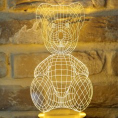 Laser Cut Teddy Bear 3D Night Light Free Vector