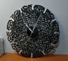 Laser Cut Unique Round Wall Clock Free Vector