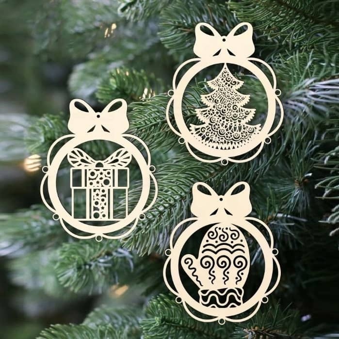 Laser Cut Christmas Tree Ornaments Decor Free Vector